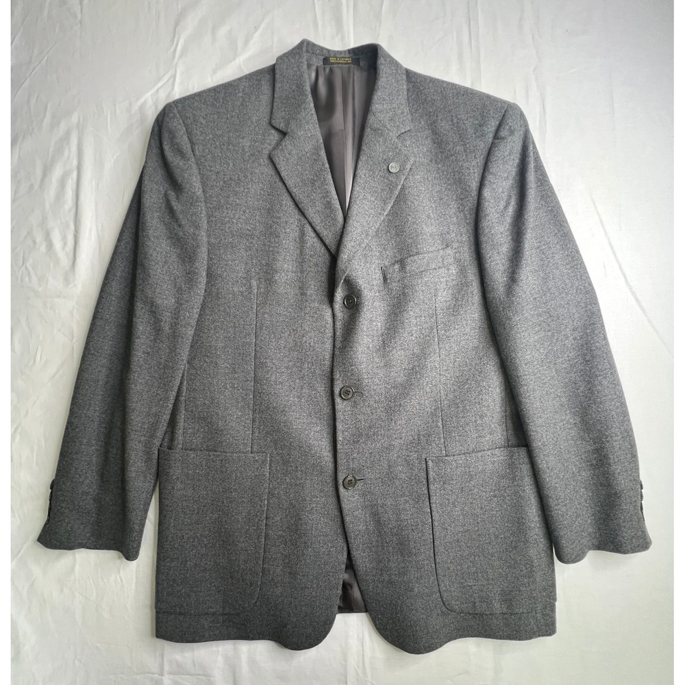 Andrew‎ Fezza New York Gray Worsted Wool Cashmere Blazer Mens 42R